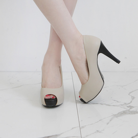 [GIRLS GOOB] Women's Pump Toe open Heels 10cm Synthetic Leather - Made in Korea